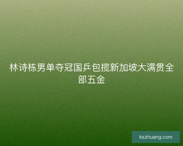 林诗栋男单夺冠国乒包揽新加坡大满贯全部五金